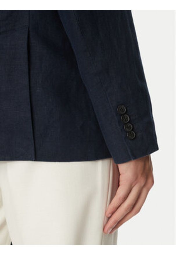 Michael Kors Marynarka CS5100TBEY Granatowy Slim Fit. Kolor: niebieski. Materiał: len