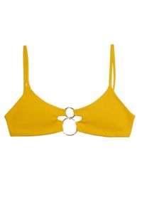 BEACH BUNNY - Top od bikini Lexi. Kolor: żółty. Materiał: materiał. Wzór: aplikacja