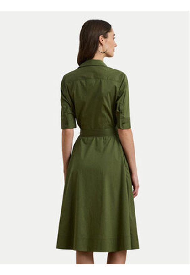 Lauren Ralph Lauren - LAUREN RALPH LAUREN Sukienka koszulowa 200748950014 Zielony Regular Fit. Kolor: zielony. Materiał: bawełna. Typ sukienki: koszulowe