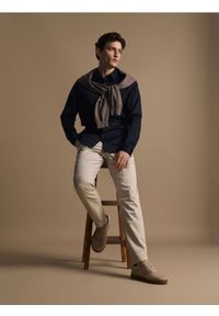 Reserved - Bawełniana koszula slim fit - granatowy. Kolor: niebieski. Materiał: bawełna