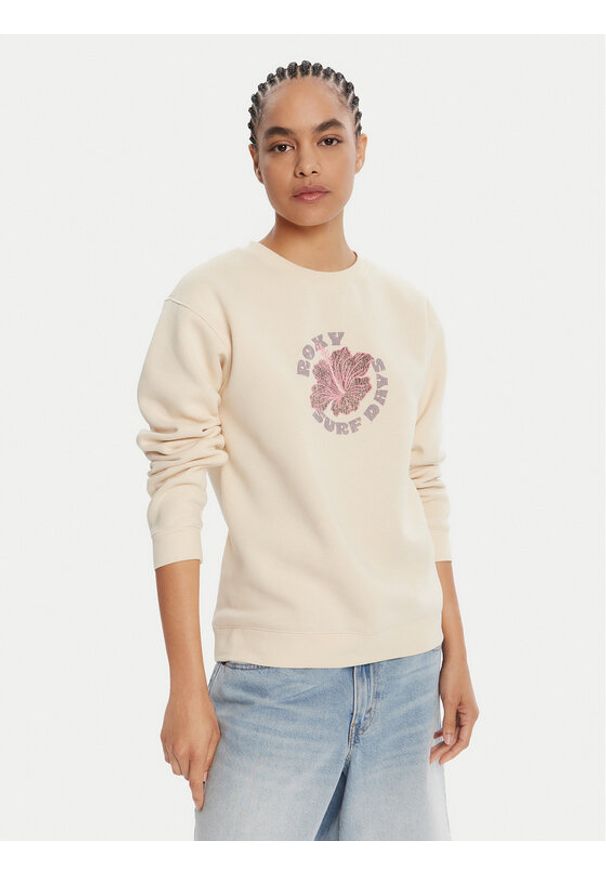 Roxy Bluza Vl Surf Stoked Hoodie Brushed ERJFT05028 Beżowy Regular Fit. Kolor: beżowy. Materiał: bawełna