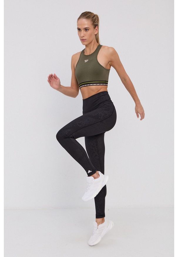 Reebok Classic Biustonosz damski kolor zielony. Kolor: zielony. Rodzaj stanika: odpinane ramiączka