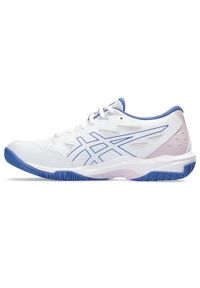 Buty siatkarskie damskie Asics 1072A093102. Zapięcie: sznurówki. Kolor: biały, wielokolorowy, niebieski. Materiał: materiał, syntetyk. Szerokość cholewki: normalna