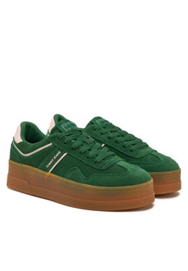 Tommy Jeans Sneakersy EN0EN02734 Zielony. Kolor: zielony. Materiał: skóra, zamsz