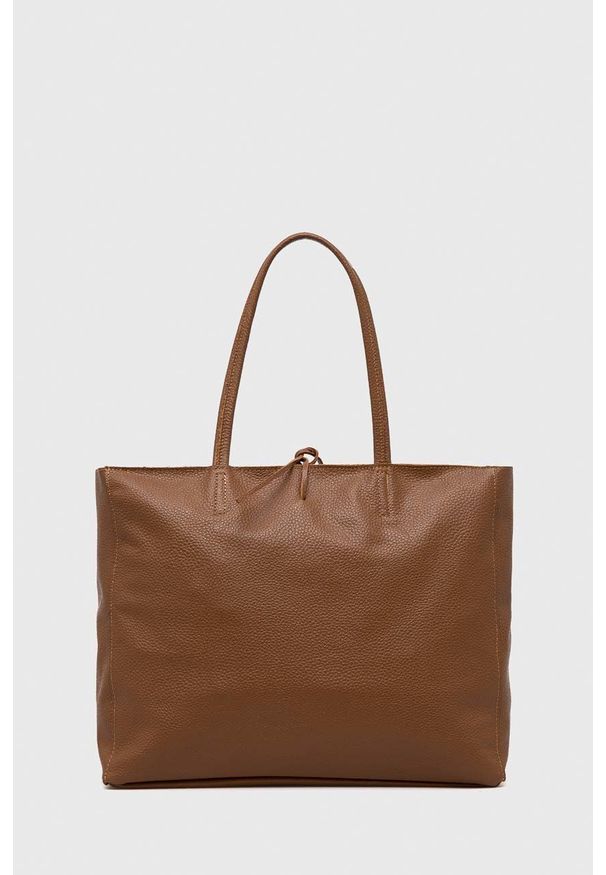 Answear Lab torebka skórzana kolor brązowy. Kolor: brązowy. Materiał: skórzane. Styl: wakacyjny. Rodzaj torebki: na ramię