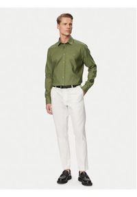 Karl Lagerfeld - KARL LAGERFELD Koszula 605084 562791 Zielony Regular Fit. Typ kołnierza: dekolt w karo. Kolor: zielony. Materiał: len #2