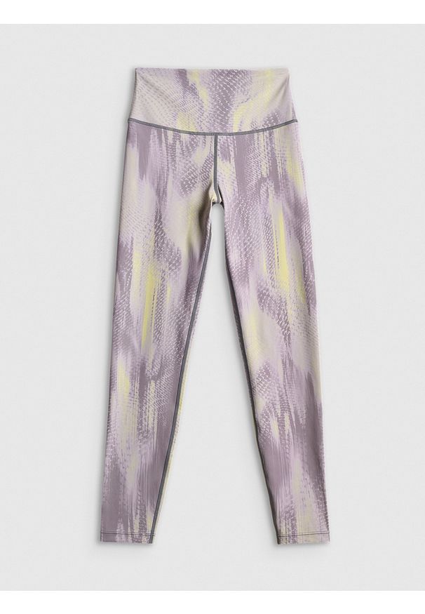 4f - 4F Legginsy treningowe szybkoschnące damskie - żółte L. Stan: podwyższony. Kolor: żółty. Sport: fitness