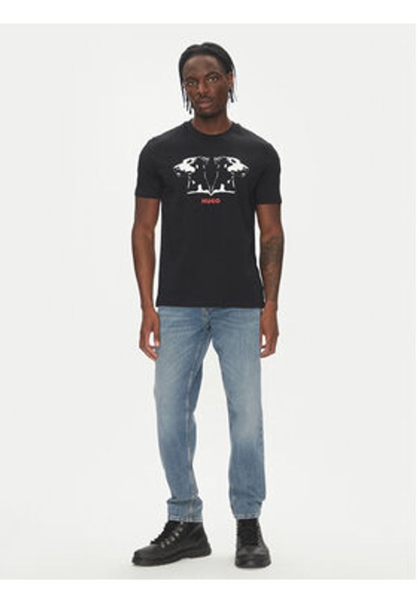 Hugo - HUGO T-Shirt Dobero 50542734 Czarny Regular Fit. Kolor: czarny. Materiał: bawełna