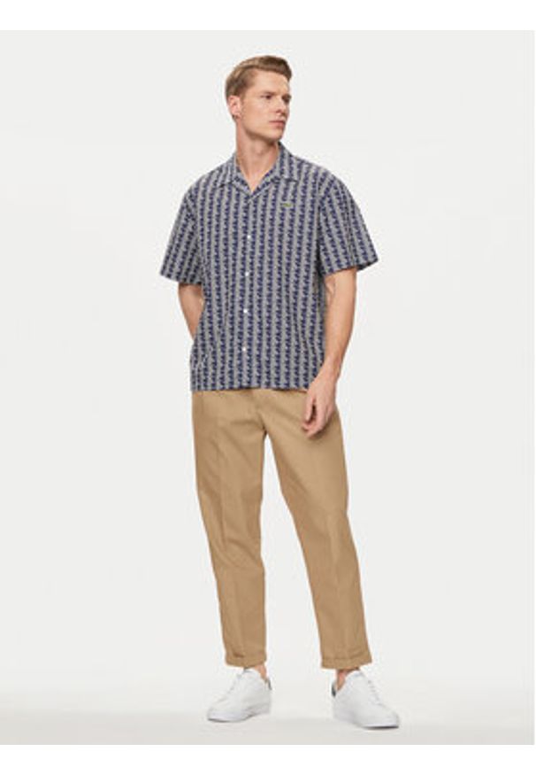 Lacoste Koszula CH8792 Brązowy Regular Fit. Kolor: niebieski. Materiał: bawełna