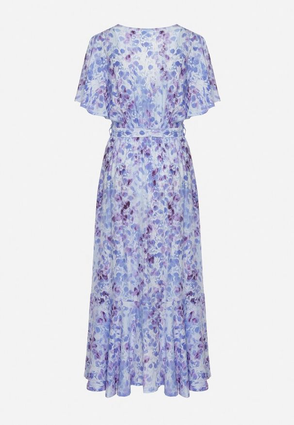 Born2be - Niebiesko-Fioletowa Sukienka Efiva. Typ kołnierza: dekolt w kształcie V. Kolor: niebieski. Długość rękawa: krótki rękaw. Styl: elegancki