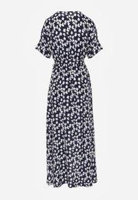 Born2be - Granatowa Sukienka Achanie. Okazja: na co dzień. Kolor: niebieski. Materiał: jeans, wiskoza, tkanina. Typ sukienki: kopertowe. Styl: wizytowy, casual, elegancki #5