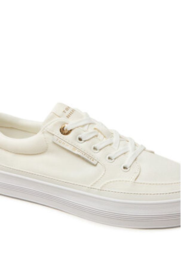 TOMMY HILFIGER - Tommy Hilfiger Sneakersy Essential Vulc Textile Sneaker FW0FW08323 Écru. Materiał: materiał