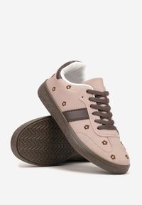 Born2be - Różowe Sneakersy Typu Tenisówki z Kwiatkami Reisare. Okazja: na co dzień. Kolor: różowy. Materiał: jeans. Wzór: kwiaty #6