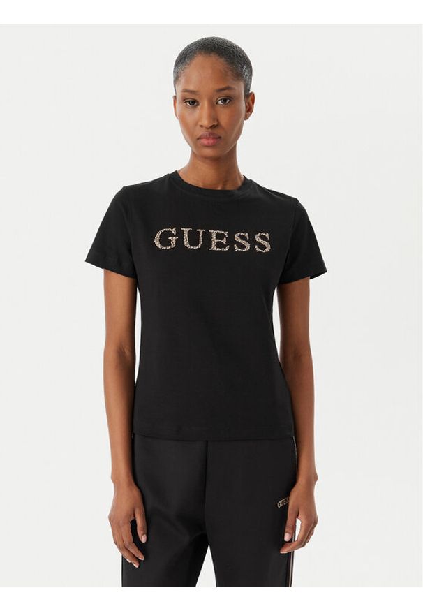 Guess T-Shirt V6RI20 J1314 Czarny Regular Fit. Kolor: czarny. Materiał: bawełna