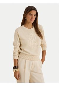Lauren Ralph Lauren - LAUREN RALPH LAUREN Sweter 200979653001 Kremowy Regular Fit. Kolor: kremowy. Materiał: bawełna #1