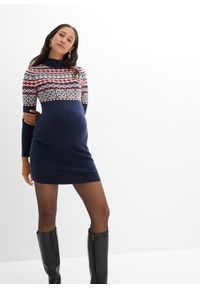 bonprix - Sukienka ciążowa dzianinowa. Kolekcja: moda ciążowa. Kolor: niebieski. Materiał: dzianina #1