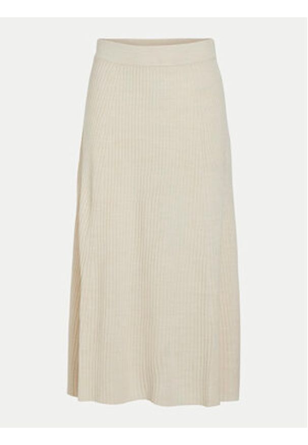 Vila Spódnica midi Olina 14098891 Beżowy Regular Fit. Kolor: beżowy. Materiał: syntetyk