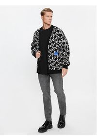 Karl Lagerfeld Jeans - KARL LAGERFELD Kardigan Klj Monogram Jacquard Cardigan 236D2050 Czarny Regular Fit. Typ kołnierza: dekolt w karo. Kolor: czarny. Materiał: syntetyk #4