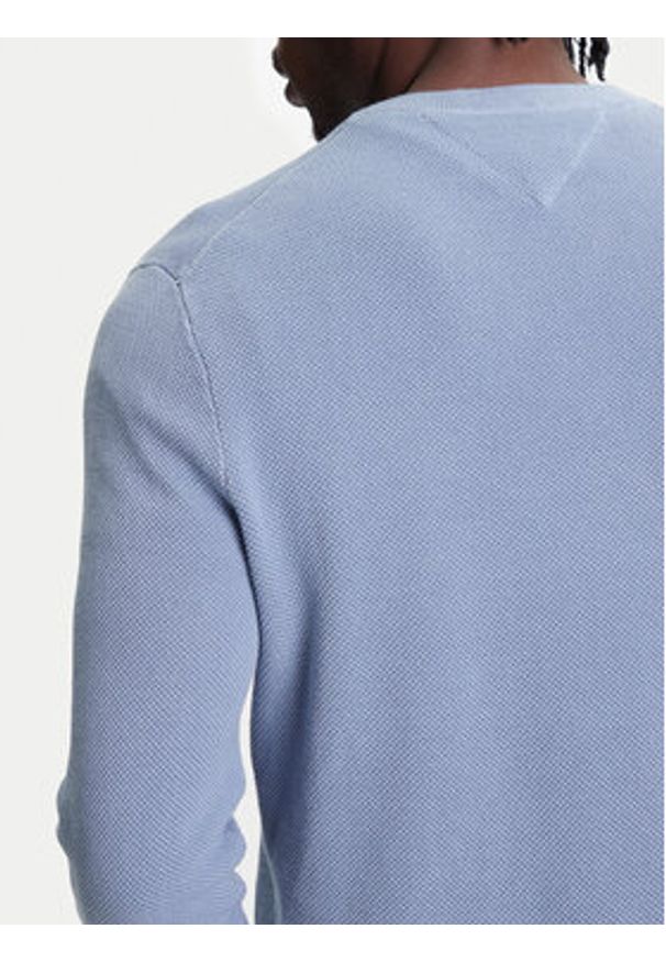 TOMMY HILFIGER - Tommy Hilfiger Sweter Essential MW0MW36347 Błękitny Regular Fit. Kolor: niebieski. Materiał: bawełna