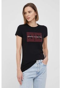 Armani Exchange t-shirt 3LYTAP.YJC7Z damski kolor czarny. Okazja: na co dzień. Kolor: czarny. Wzór: aplikacja. Styl: casual #4