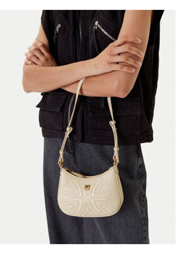 Pinko - PINKO Torebka Half Moon Baby PE 25 PLTT 103538 A2C3 Écru. Materiał: skórzane