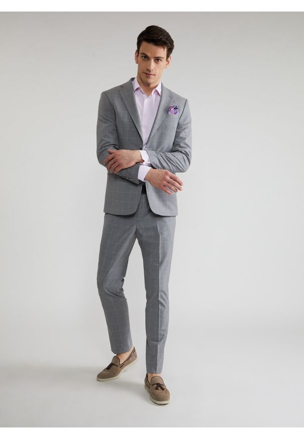 Pako Lorente - Szare spodnie garniturowe P22SF-6G-009-S-S. Kolor: szary. Materiał: poliester, wełna, elastan