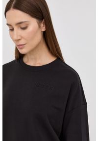 BOSS - Boss Bluza damska kolor czarny gładka. Kolor: czarny. Wzór: gładki