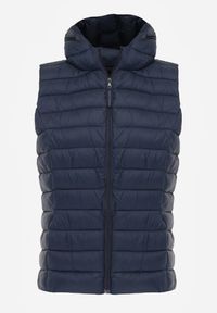 Renee - Granatowa Przejściowa Kamizelka z Pikowaniem i Kapturem Neatwenna. Okazja: na co dzień. Typ kołnierza: kaptur. Kolor: niebieski. Materiał: jeans. Styl: casual, elegancki, sportowy #5