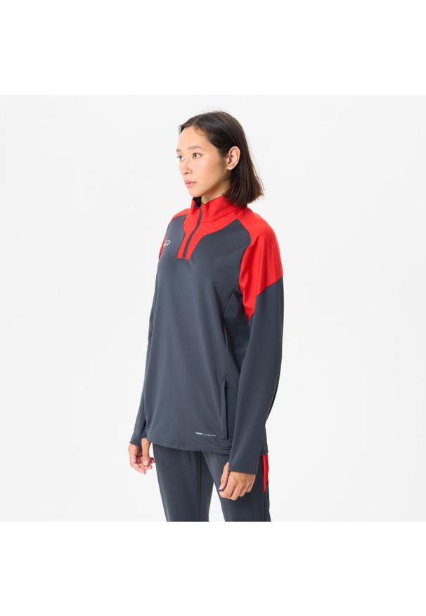 KIPSTA - Bluza piłkarska Kipsta Viralto Club. Kolor: czerwony, szary, wielokolorowy. Materiał: poliester, materiał, elastan. Długość: krótkie. Sport: piłka nożna