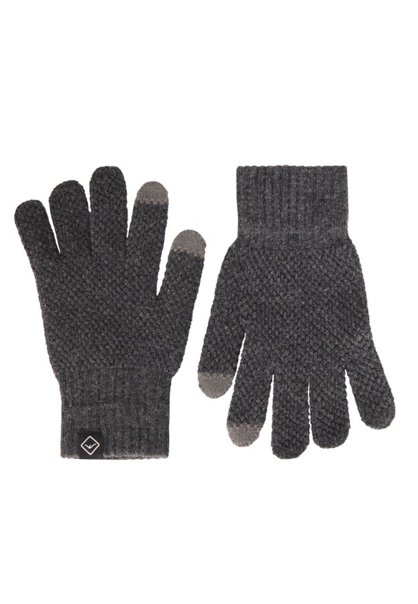 Volcano - Klasyczne rękawiczki H-FILIP. Kolor: szary. Materiał: dzianina. Wzór: geometria. Sezon: zima. Styl: klasyczny