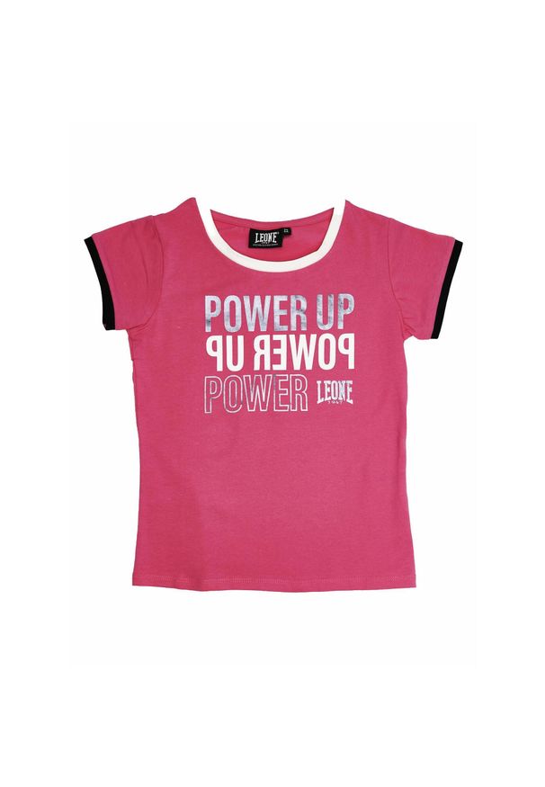 LEONE 1947 APPAREL - Dziewczęcy T-shirt z krótkim rękawem Power Up i kontrastowymi krawędziami. Kolor: różowy. Długość rękawa: krótki rękaw. Długość: krótkie. Sport: joga i pilates