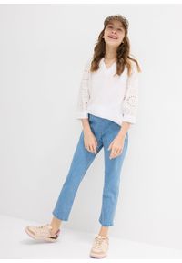 bonprix - Spodnie 7/8 z gumką w talii, mid waist. Kolor: niebieski. Styl: elegancki #3