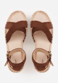 Renee - Brązowe Sandały z Plecionki w Stylu Boho VICES z Paskami w Kształcie X Nahmala. Okazja: na co dzień. Zapięcie: pasek. Kolor: brązowy. Wzór: paski, aplikacja. Sezon: lato. Styl: boho #3
