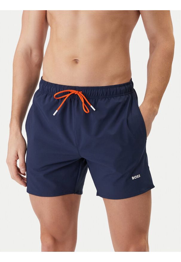 BOSS Szorty kąpielowe Tio 50491601 Granatowy Regular Fit. Kolor: niebieski. Materiał: syntetyk