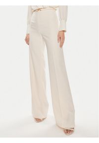 Elisabetta Franchi Spodnie materiałowe PA-053-42E2-5895 Écru Relaxed Fit. Materiał: syntetyk