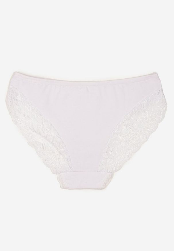 Renee - Białe Majtki Figi z Koronkowymi Wstawkami Amiora. Kolor: biały. Materiał: koronka. Wzór: koronka