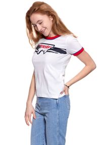 Wrangler - WRANGLER T SHIRT DAMSKI RINGER TEE WHITE W710SEV12. Wzór: nadruk #6