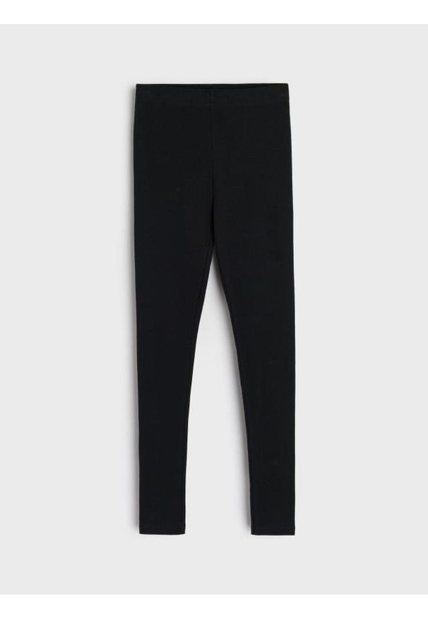 Sinsay - Legginsy z prążkowanej dzianiny - czarny. Kolor: czarny. Materiał: dzianina, prążkowany