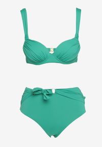 Born2be - Zielone Bikini z Ozdobnym Paskiem na Figach i Usztywnianym Biustonoszem Vamira. Kolor: zielony