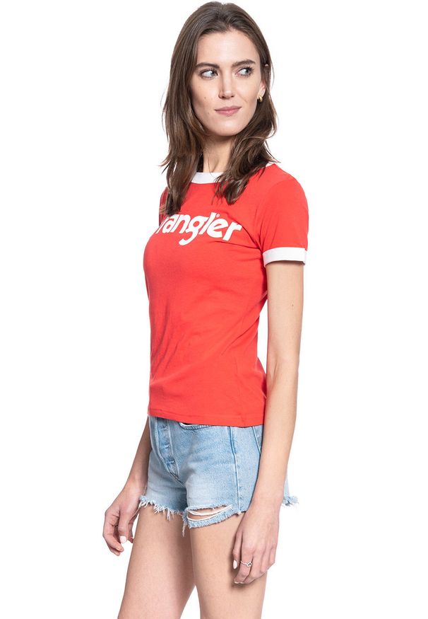 Wrangler - DAMSKI T-SHIRT WRANGLER SS RINGER TEE BITTERSWEET RED W7Z3EVXBO 112132167