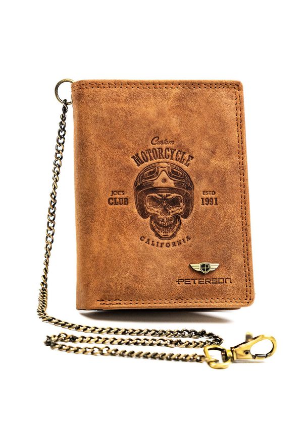 Portfel skórzany Peterson [DH] PTN N4C-CHM brązowy tłoczenie 03. Kolor: brązowy. Materiał: skóra