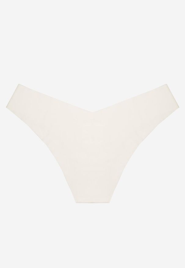 Renee - Białe Bezszwowe Majtki Brazyliany Melzeki. Kolor: biały. Materiał: jeans. Wzór: gładki