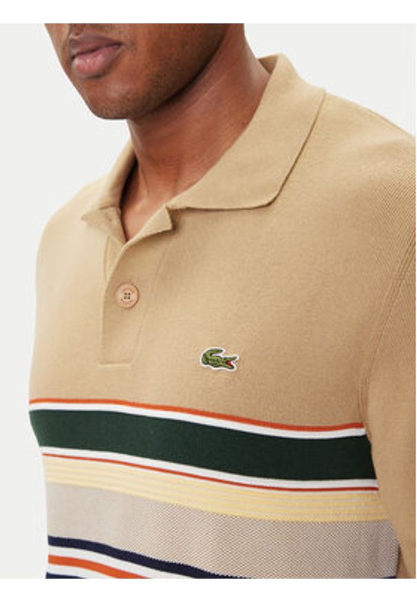 Lacoste Polo AH5200 Beżowy Regular Fit. Typ kołnierza: polo. Kolor: beżowy. Materiał: bawełna