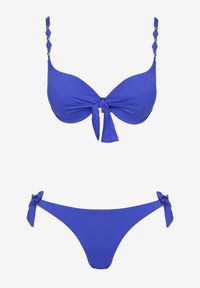 Renee - Niebieskie Bikini Majtki i Biustonosz z Wiązaniem Sadeenne. Kolor: niebieski. Wzór: aplikacja #6