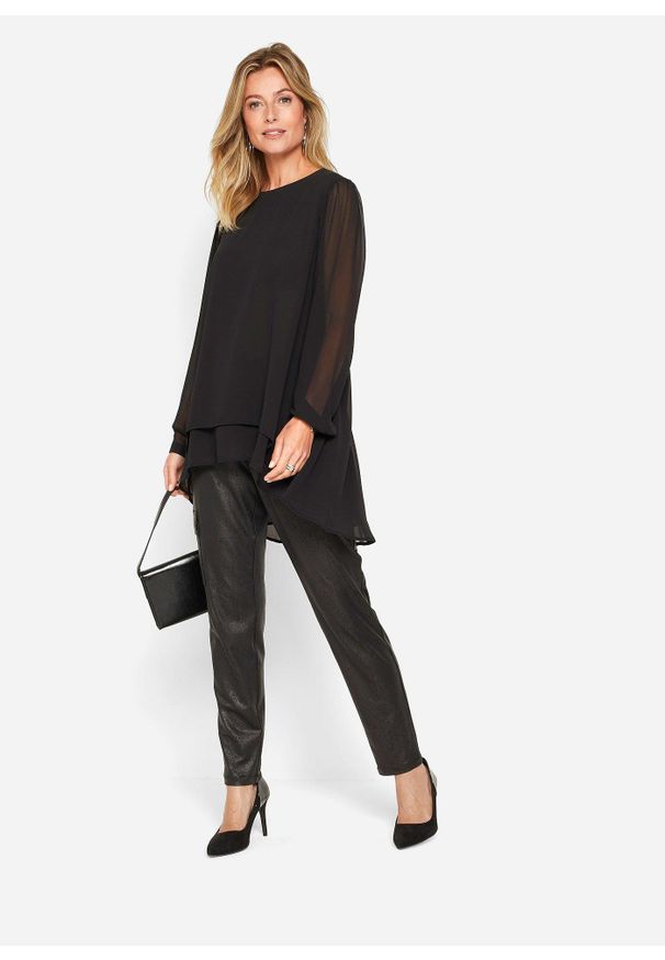 bonprix - Długa tunika z dłuższym tyłem. Kolor: czarny. Długość: długie