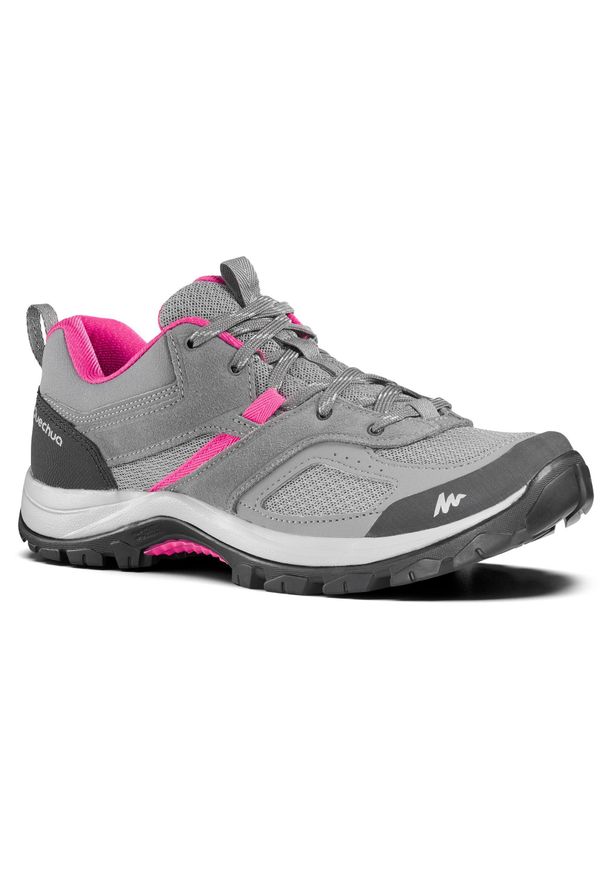 quechua - Buty turystyczne damskie Quechua MH100 niskie. Kolor: różowy. Materiał: kauczuk