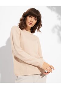 CAPPELLINI - Beżowy sweter z wełny i kaszmiru. Kolor: beżowy. Materiał: kaszmir, wełna. Długość rękawa: długi rękaw. Długość: długie