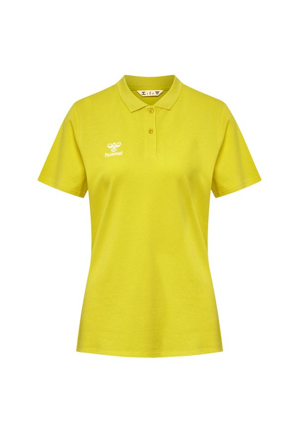 Damska koszulka polo Hummel Go 2.0. Typ kołnierza: polo. Kolor: żółty. Materiał: tkanina