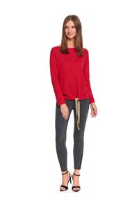 TOP SECRET - Sweter z wiązaniem u dołu. Okazja: do pracy, na co dzień. Kolor: czerwony. Materiał: materiał. Długość rękawa: długi rękaw. Długość: długie. Sezon: zima. Styl: casual #7