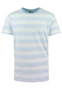 Lekki i Przewiewny T-Shirt Męski - Brave Soul - Błękitna w Paski. Okazja: na co dzień. Kolor: niebieski. Materiał: bawełna. Wzór: prążki, paski. Sezon: lato, wiosna. Styl: casual #1